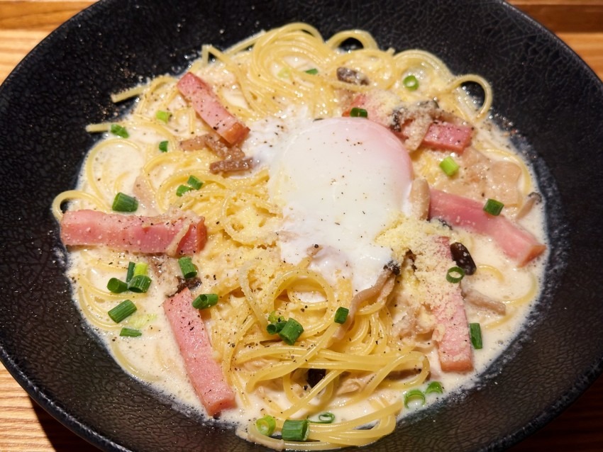 豆乳スープパスタ　手軽であったかいさっぱり味